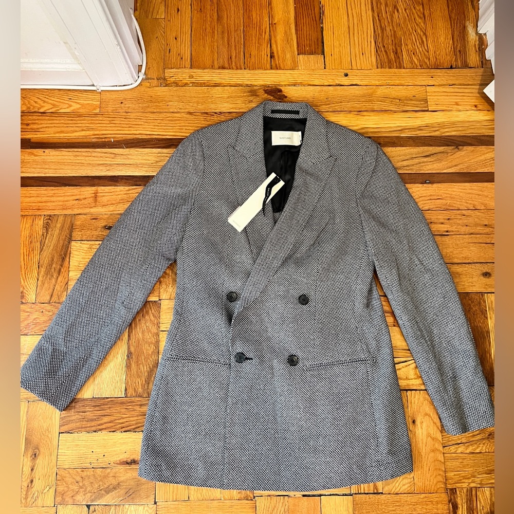 Suistudio Silk Linen Wool Blazer in Grey